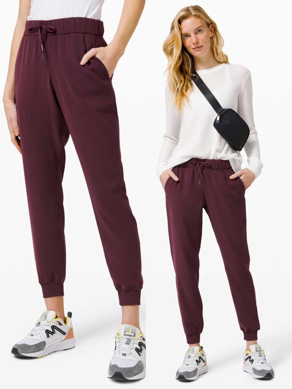 Lululemon On the Fly Jogger Women’s 6 Maroon Travel Woven Stretch Pockets Gym